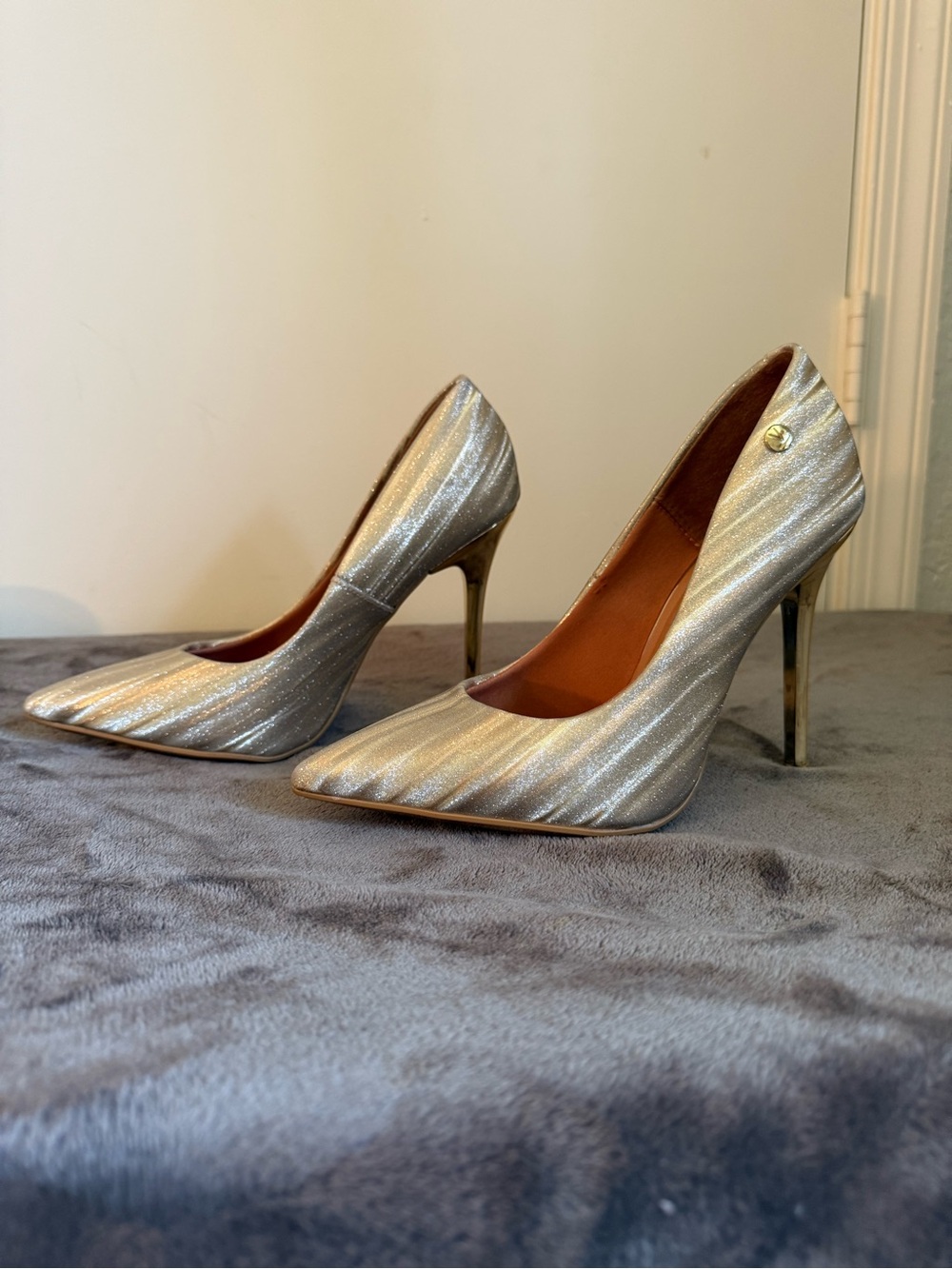 Vizzano Silver Metallic Pointed Stiletto Pumps
